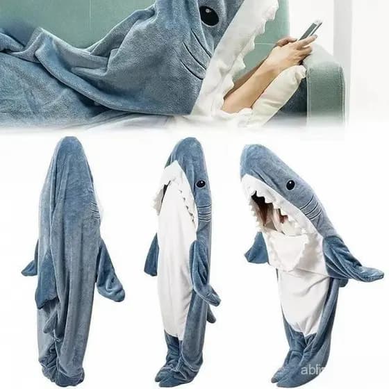 Saco de Dormir Tubarão Pijamas de Festa Pijamas de Flanela Loungewear Tubarão Uma Peça Camisola Tubarão Fofa QVS832 6H8B