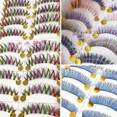 Cor cílios postiços crianças palco maquiagem desempenho dedicado rosa verde azul amarelo roxo café marrom cílios