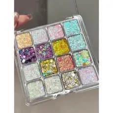 Sereia piscante!Paleta de sombras com lantejoulas em Gel, 16 cores, brilhante, Super Glitter, maquiagem para palco, Fest