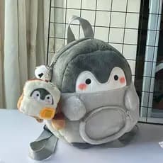 Pinguim mochila feminina bonito dos desenhos animados jk menina boneca saco de dor boneca de pelúcia Casual Mini saco de