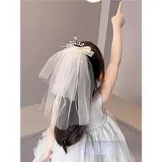 Crianças princesa véu menina tridimensional brilhante diamante coroa grampo de cabelo do bebê clipe superior aniversário