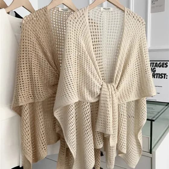 Cor sólida estilo preguiçoso malha Cardigan xale feminino primavera verão novo estilo moda All-Match quente pescoço prot