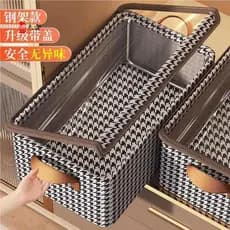 Houndstooth outono inverno caixa de armazenamento de roupas com tampa para guarda-roupa caixa de armazenamento doméstico