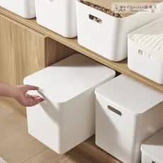 Caixa de armazenamento de artigos diversos espessada com tampa, lanches de plástico, caixa de armazenamento de mesa, cos