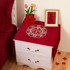 Capa de mesa de cabeceira pano casamento Anti-poeira toalha festivo vermelho tapete de mesa decoração do quarto de casam
