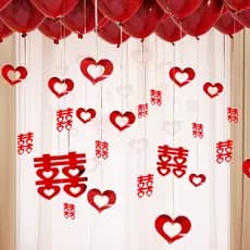 Sala de casamento balão pingente em forma de coração nova decoração do quarto casamento mulher sala estar decoração cena