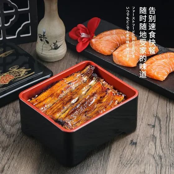 Estilo japonês ventilador dourado enguia lancheira sushi caixa redonda Bento com tampa lancheira lancheira lanche sushi
