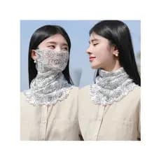 Lenço de seda feminino malha verão pára-sol proteção facial gaze pulôver pescoço proteção All-Match moda pescoço capa T