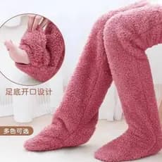 Grosso Coral velo quente joelheiras meias inverno adulto dedo do pé aberto Leggings joelheiras meias meias pé capa
