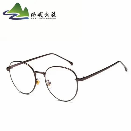 Novo estilo seta coreano literário combinando espelho plano Ultra-leve Metal Retro quadro moda redonda miopia quadro