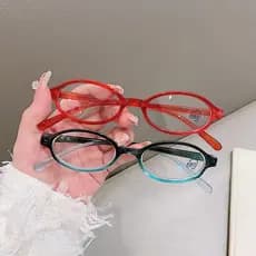 Retro vermelho Oval pequeno quadro óculos menina quente estilo rosto liso Y2K miopia óculos rosto liso