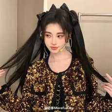 Ju Jingyi mesmo estilo laço preto longo Streamer grampo de cabelo clipe lateral linda menina acessórios para o cabelo es