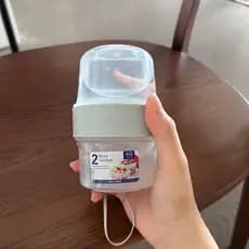 Copo de água para passeio de cachorro, portátil, camada dupla, compartimento de umidade, garrafa de armazenamento, Mini