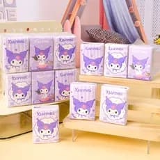 Sanrio genuíno Kuromi impresso Mini lenço de papel estudante pequeno saco portátil guardanapo tecido Facial sem perfume