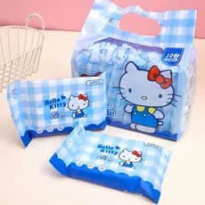 Sanrio genuíno helloKitty Mini toalhetes pequeno saco portátil estudante crianças mão boca limpeza toalhetes