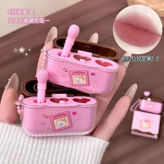 Lama labial de grade dupla, venda imperdível, formato de coração, dois tipos de efeitos de maquiagem, ajuste delicado, d