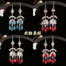 Brincos de drama strass acessórios contas drama Peking Opera cabeça vietnã drama strass brincos Miss Huadan Xiaodan