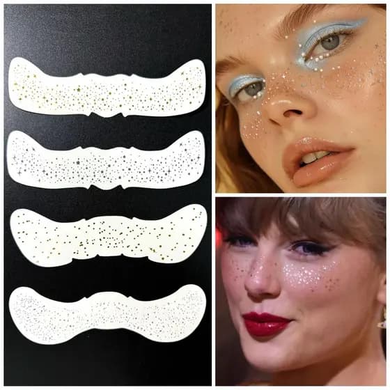 Europeu americano sardas maquiagem dourada sardas tatuagem adesivos maquiagem à prova dwaterproof água sem manchas prata