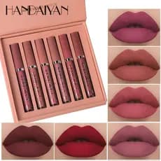 Caixa de presente para esmalte labial, conjunto de 6 cores, à prova d'água, copo antiaderente, de longa duração, veludo