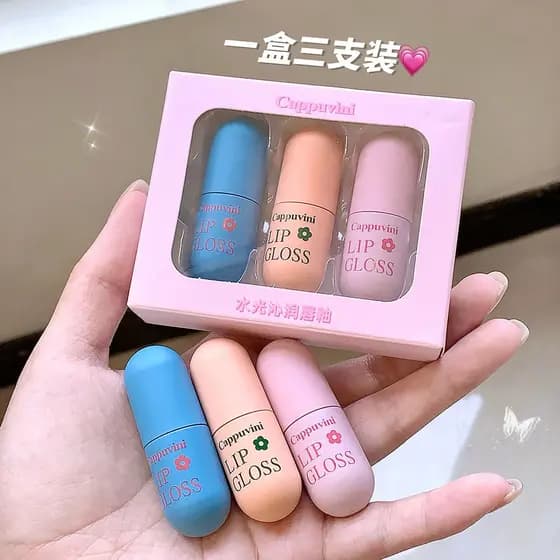 Cappuvini Cápsula Lip Glaze Mini Cápsula Espelho Brilho Labial Brilho Labial Fácil Cor Batom