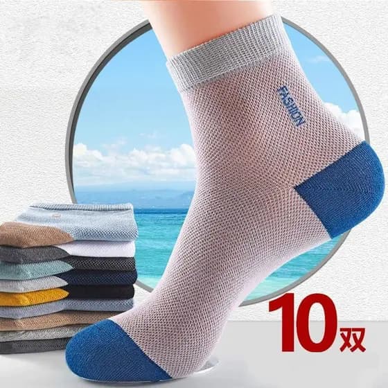Meias masculinas primavera verão finas meias de tubo médio malha completa respirável meias masculinas desodorante absorv