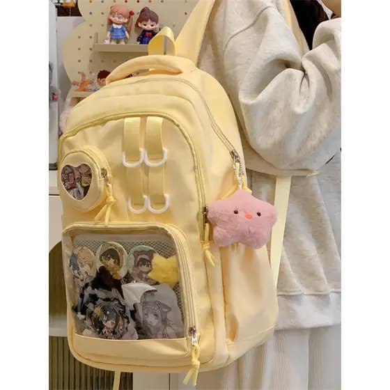 Japonês bidimensional mochila saco de dor júnior meninas do ensino médio saco de escola de grande capacidade ins nicho c