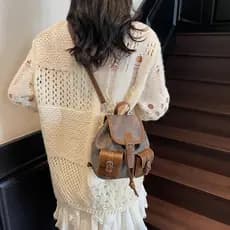 Mochila feminina moda nicho Design Casual estudante classe saco de escola balde na moda leve mochila de viagem