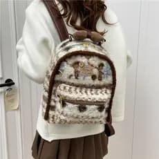 Super quente requintado Retro Phil ilha mochila de lã feminina 2026 novo estilo grande capacidade All-Match Commuter moc