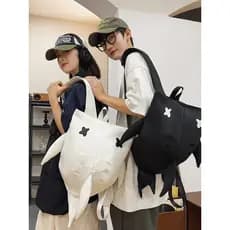 Estilo japonês único tubarão saco ins na moda menino mochila esportes estudante mochila feminina moda Casual pequeno sac