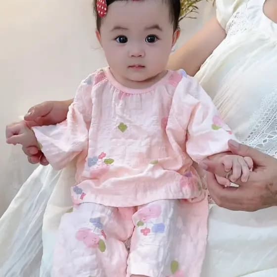 Roupas de bebê verão estilo fino bebê menina pijamas florais pequeno mês idade classe A roupas de casa infantil de manga