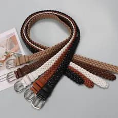 Novo Retro simples tecido entrelaçado couro do plutônio multicolorido cinto combinando Jeans casaco cinto das mulheres d