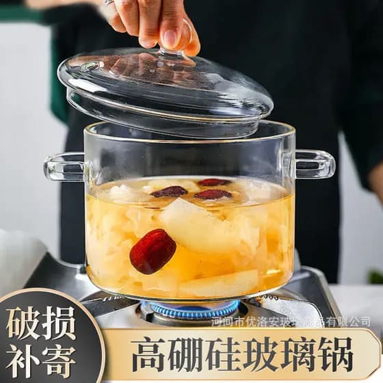 Fogão elétrico de cerâmica com alto teor de borosilicato, panela transparente para guisado, chama aberta, aquecimento, p