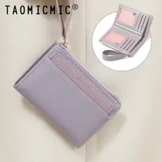 Novo produto japonês feminino duas vezes curto grande capacidade moeda bolsa simples zíper alça de pulso embreagem titul