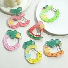 Mosquetão de frutas oco pingente acrílico masculino feminino saco decoração chaveiro saco de dor fivela pode
