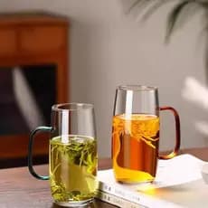 Vidro alto borosilicato vidro transparente chá copo de água potável vidro doméstico hospitalidade chá verde copo de cama