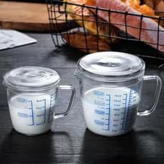 Copo de medição de vidro de borosilicato alto com escala, copo de medição de cozimento de cozinha doméstica, recipiente