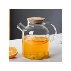 Bule de vidro com alto teor de borosilicato, chaleira fria, aquecimento de chama aberta, tampa de bambu, chaleira domést