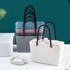 Padrão de linho estilo japonês cesta pequena cesta de armazenamento portátil cesta de compras de mercado moderno moda ce