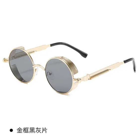 Versão coreana retro na moda estrela influenciador redondo óculos de sol das mulheres dos homens na moda estilo Punk Hip