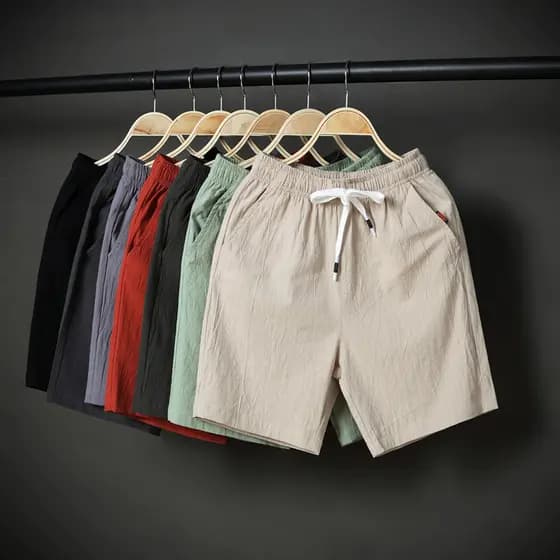 Verão casa puro algodão Shorts masculino Casual esportes calças de cinco pontos masculino algodão linho Plus Size calças