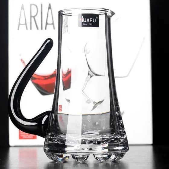 Dispensador de vinho branco de vidro cristal com alça decantador de vinho tinto dispensador de alça preta com escala luz