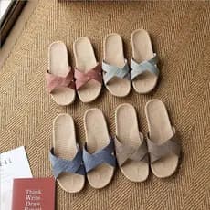 Novo estilo Natural Rattan grama chinelos de linho feminino verão casal casa desodorante Anti-deslizamento mudo macio as