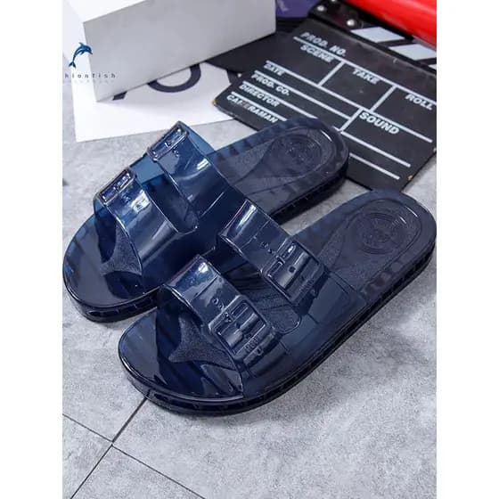 Chinelos de tendão de carne masculino, pés antiderrapantes, plástico, cristal, banheiro, banho, uso doméstico