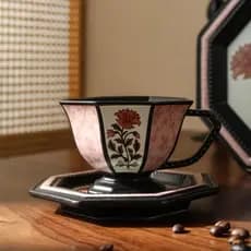 Petty Bourgeoisie xícara de café luz luxo high-end pires conjunto Retro high-end requintado copo de chá Latte copo luz L