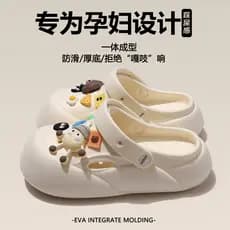 Eva buraco sapatos femininos verão bonito olhos grandes amarrados dois wear antiderrapante sola grossa Toe-coberto sandá