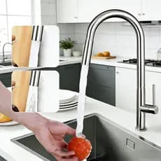 Torneira Cozinha Monocomando Inox 304 360° Extensível Quente Frio Gourmet Prata