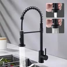 Torneira Cozinha Bancada Retrátil 360° Monocomando Água Quente e Fria 2 Modos Preto