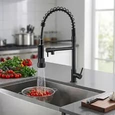 Torneira Gourmet Cozinha Bancada Inox 304 360° 2 Jatos Água Fria Preto Apenas água fria