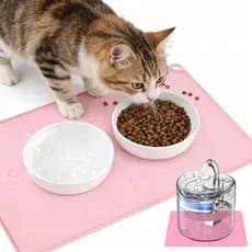 Tapetes Comedouro Pet Antiderrapante Lavável | Tapete para Ração Cachorro e Gato | Base Emborrachada Newpet 40x50cm Rosa