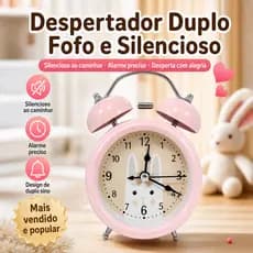 Relógio Despertador Infantil Silencioso Sino Duplo Ursinho Fofo Decoração Quarto Bebê-635